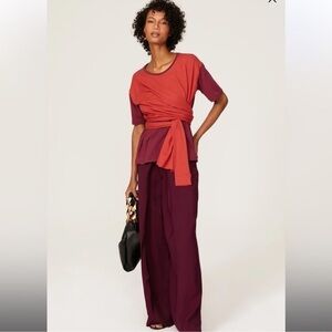 Mossi Colorblock Tie Waist Top Size: M